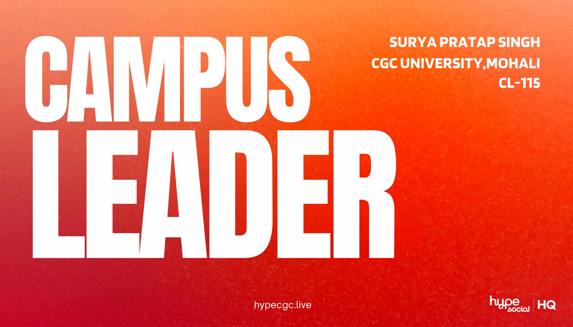 HYPE Social Campus Leader card